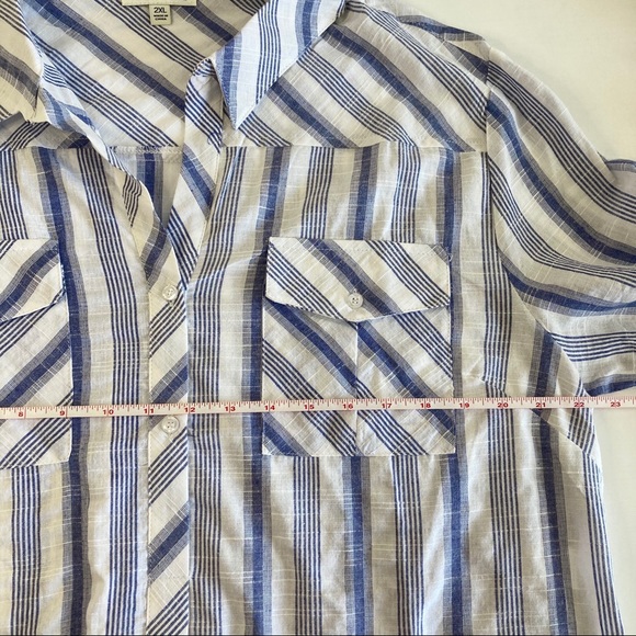 NWOT Tassels N Lace Blue Striped Button Down Tunic - Picture 6 of 9